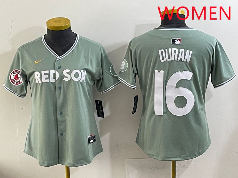 Women 2025 Boston Red Sox #16 Duran Light Green Joint Name Nike MLB Jersey style 18